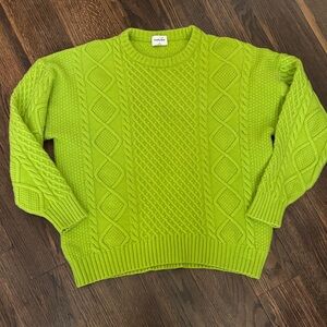 Sunday Best Lime Green Cable Knit Sweater